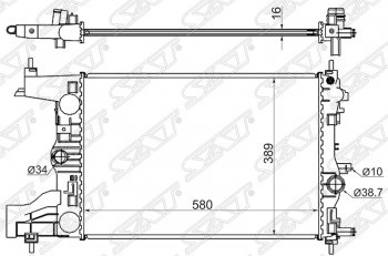 Радиатор двигателя SAT (пластинчатый, 1,4/1,6/1,8, МКПП) Opel Astra J хэтчбек 5 дв. дорестайлинг (2009-2012)