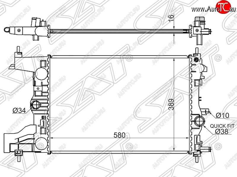 4 999 р. Радиатор двигателя SAT (трубчатый, 1.4/1.6/1.8, МКПП) Opel Astra J хэтчбек 5 дв. дорестайлинг (2009-2012)  с доставкой в г. Новочеркасск