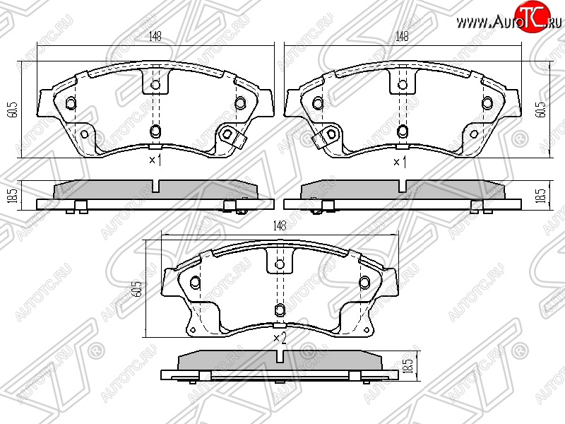 1 459 р. Колодки тормозные передние SAT (диски 276мм) Chevrolet Cruze J300 седан рестайлинг (2012-2015)  с доставкой в г. Новочеркасск