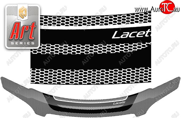 2 399 р. Дефлектор капота CA-Plastiс  Chevrolet Lacetti  универсал (2002-2013) (Серия Art серебро)  с доставкой в г. Новочеркасск