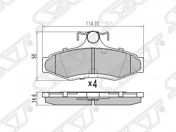 699 р. Колодки тормозные SAT (задние) SSANGYONG Musso (1993-2005)  с доставкой в г. Новочеркасск. Увеличить фотографию 1