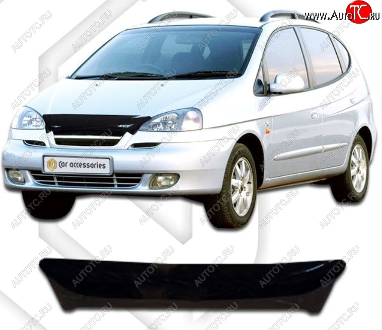 1 759 р. Дефлектор капота CA-Plastic  Chevrolet Rezzo (2000-2008) (Classic черный, Без надписи)  с доставкой в г. Новочеркасск