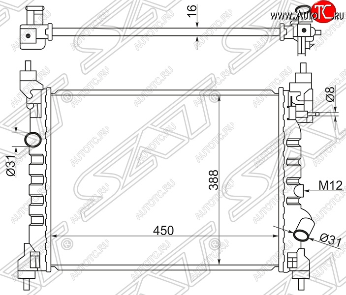 6 799 р. Радиатор двигателя SAT (пластинчатый)  Chevrolet Spark  M300 (2010-2015), Ravon R2 (2016-2025)  с доставкой в г. Новочеркасск