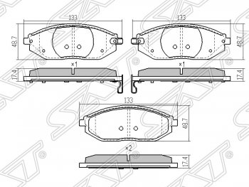 1 089 р. Колодки тормозные SAT (передние) Chevrolet Spark M300 дорестайлинг (2010-2015)  с доставкой в г. Новочеркасск. Увеличить фотографию 1