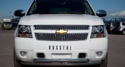 Защита переднего бампера (2 трубыØ76 мм, нержавейка) SLITKOFF Chevrolet Tahoe GMT900 5 дв. (2006-2013)