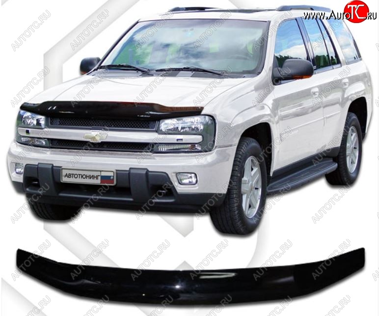 2 159 р. Дефлектор капота CA-Plastic  Chevrolet Trailblazer  GMT360 (2006-2012) рестайлинг (Classic черный, Без надписи)  с доставкой в г. Новочеркасск