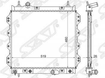 Радиатор двигателя SAT (пластинчатый, 1.6/2.0/2.4/2.4T, МКПП/АКПП) Chrysler PT Cruiser  дорестайлинг (2000-2005)