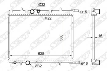 Радиатор двигателя SAT (пластинчатый, 1.1/1.4/1.4D/1.6/1.9D/2.0/2.0D, МКПП) Peugeot 206 хэтчбэк 5 дв. 2AC дорестайлинг (1998-2003)