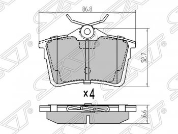 979 р. Колодки тормозные SAT (задние)  Peugeot Partner  B9 (2012-2018) 1-ый рестайлинг, 2-ой рестайлинг  с доставкой в г. Новочеркасск. Увеличить фотографию 1