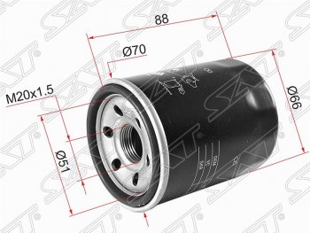 Фильтр масляный SAT (2.0 4B11, 2.2 DI-D 4HK/4HN, 2.4 4B12, 3.0 6B31, 4G64, 4G32, 4G) Mitsubishi Outlander XL (CW)  дорестайлинг (2005-2009)