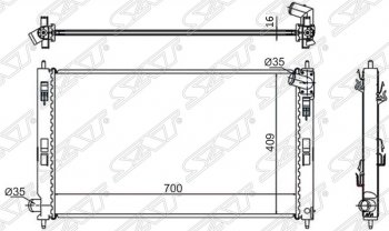 Радиатор двигателя SAT (пластинчатый, 1.5/1.8/2.0/2.0D, МКПП/АКПП) Peugeot 4007 (2007-2012)