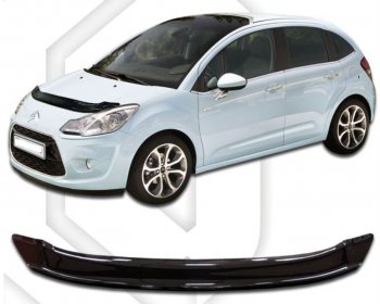 1 759 р. Дефлектор капота CA-Plastiс  CITROEN C3  дорестайлинг (2009-2015) (Classic черный, Без надписи)  с доставкой в г. Новочеркасск. Увеличить фотографию 1