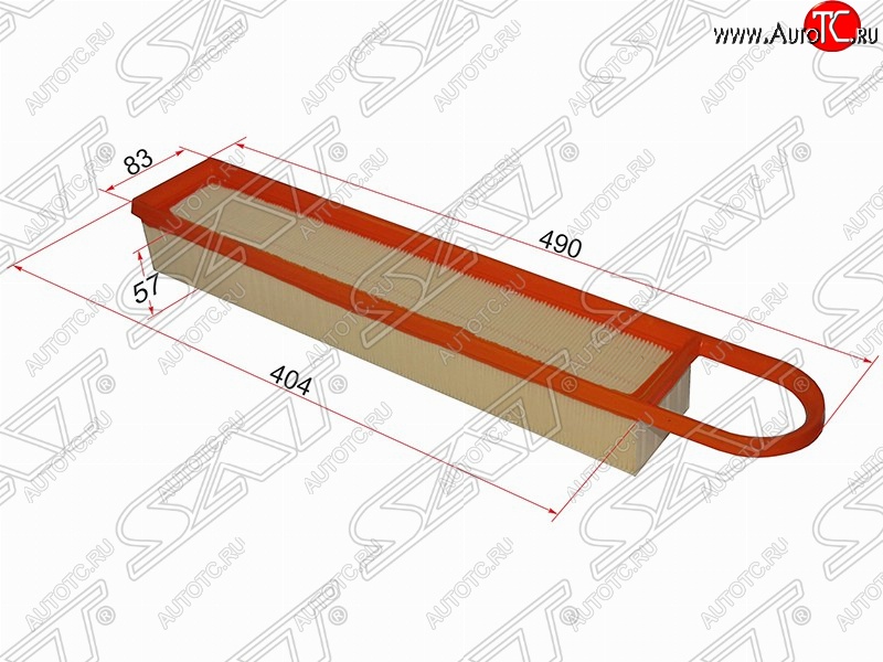 429 р. Фильтр воздушный двигателя SAT (490/404х83х57 mm)  CITROEN C3 (дорестайлинг), C4 (B7), DS3 (PF1), Peugeot 207 (WK,  WA,  WC), 3008, 308 (T7)  с доставкой в г. Новочеркасск