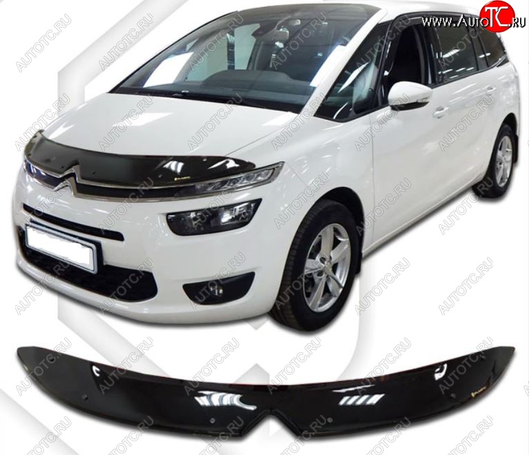 2 159 р. Дефлектор капота CA-Plastiс  CITROEN C4 picasso  3D (2014-2018) минивэн дорестайлинг, минивэн рестайлинг (Classic черный, Без надписи)  с доставкой в г. Новочеркасск