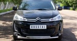 19 949 р. Защита переднего бампера (2 трубыØ63 и 42 мм, нержавейка) Russtal CITROEN C4 aircross (2012-2017)  с доставкой в г. Новочеркасск. Увеличить фотографию 1