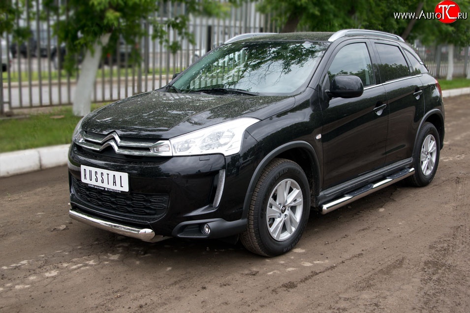 15 999 р. Одинарная защита переднего бампера диаметром 76 мм Russtal  CITROEN C4 aircross (2012-2017)  с доставкой в г. Новочеркасск