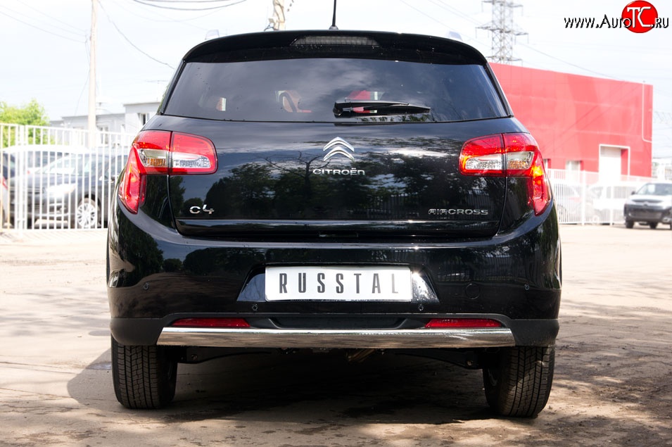 18 549 р. Защита заднего бампера (Ø75x42 мм, нержавейка) Russtal  CITROEN C4 aircross (2012-2017)  с доставкой в г. Новочеркасск