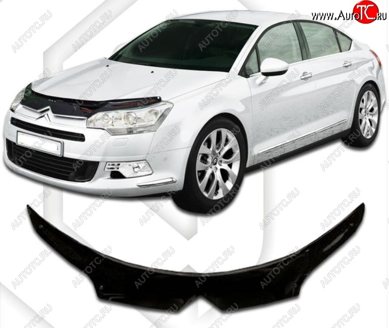 2 199 р. Дефлектор капота CA-Plastic exclusive CITROEN C5 RD дорестайлинг, седан (2008-2017) (Classic черный, Без надписи)  с доставкой в г. Новочеркасск