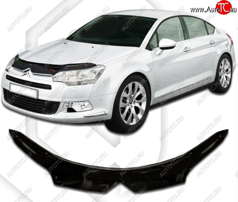 2 159 р. Дефлектор капота CA-Plastic  CITROEN C5 ( RD,  RW) (2008-2017) дорестайлинг, седан, доресталийнг, универсал (Classic черный, Без надписи)  с доставкой в г. Новочеркасск