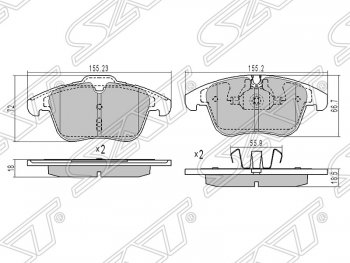 1 269 р. Комплект тормозных колодок SAT (передние)  CITROEN C5 ( RD,  RW) (2008-2017), Peugeot 508 ( седан,  универсал) (2010-2014)  с доставкой в г. Новочеркасск. Увеличить фотографию 1