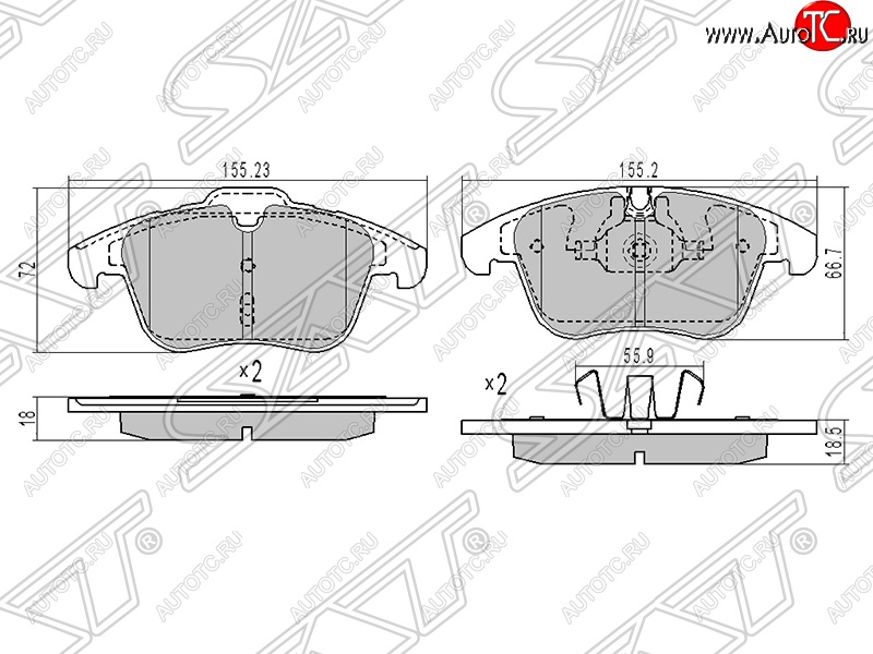 1 269 р. Комплект тормозных колодок SAT (передние)  CITROEN C5 ( RD,  RW) (2008-2017), Peugeot 508 ( седан,  универсал) (2010-2014)  с доставкой в г. Новочеркасск