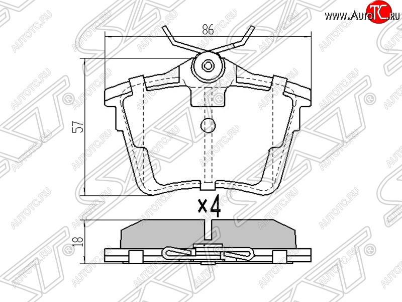 969 р. Колодки тормозные SAT (задние)  CITROEN C5 ( RD,  RW) (2008-2017), Peugeot 407 ( седан,  универсал) (2004-2011), Peugeot 607 (2000-2009)  с доставкой в г. Новочеркасск