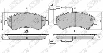 1 599 р. Колодки тормозные SAT (передние, с 2-мя датчиками износа)  CITROEN Jumper  250 (2006-2014), Fiat Ducato  250 (2006-2014), Peugeot Boxer  250 (2006-2014)  с доставкой в г. Новочеркасск. Увеличить фотографию 1