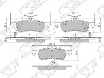 Колодки тормозные SAT (задние) Toyota Yaris XP130 хэтчбэк 5 дв. дорестайлинг (2010-2014)