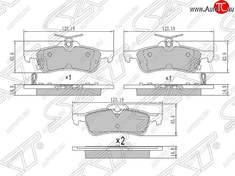 719 р. Колодки тормозные SAT (задние) Toyota Yaris XP130 хэтчбэк 5 дв. дорестайлинг (2010-2014)  с доставкой в г. Новочеркасск