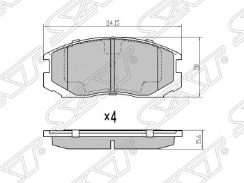 1 019 р. Колодки тормозные SAT (передние) Mitsubishi Lancer Cedia 9 CS универсал (2000-2003)  с доставкой в г. Новочеркасск. Увеличить фотографию 1