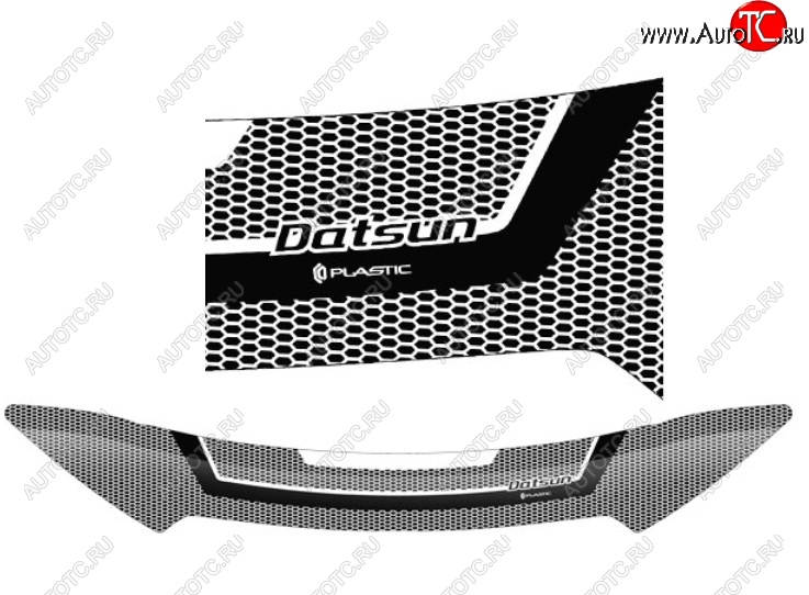 2 399 р. Дефлектор капота CA-Plastiс  Datsun on-DO (2014-2019) седан дорестайлинг (Серия Art серебро)  с доставкой в г. Новочеркасск