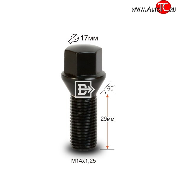 171 р. Колёсный болт длиной 29 мм Вектор M14 1.25 29 под гаечный ключ (пос.место: конус) BMW X5 E70 дорестайлинг (2006-2010)