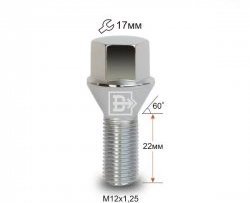 Колёсный болт длиной 22 мм Вектор M12 1.25 22 под гаечный ключ Nissan Datsun (1990-1995) 