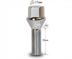 Колёсный болт длиной 30 мм Вектор M12 1.25 30 под гаечный ключ GAC GS8 (2023-2025) 