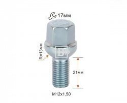 Колёсный болт длиной 21 мм Вектор M12 1.5 21 под гаечный ключ KIA Spectra (2000-2009) 