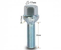 Колёсный болт длиной 35 мм Вектор M12 1.5 35 под гаечный ключ KIA Spectra (2000-2009) 