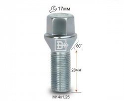 Колёсный болт длиной 28 мм Вектор M14 1.25 28 под гаечный ключ BMW 1 серия F20 хэтчбэк 5 дв. 2-ой рестайлинг (2017-2020) 