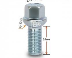 Колёсный болт длиной 24 мм Вектор (облегчённый) M14 1.5 24 под гаечный ключ CITROEN C8 (2002-2014) 