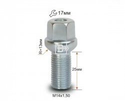 123 р. Колёсный болт длиной 25 мм Вектор M14 1.5 25 под гаечный ключ Audi A3 8PA хэтчбэк 5 дв. 1-ый рестайлинг (2004-2008). Увеличить фотографию 1