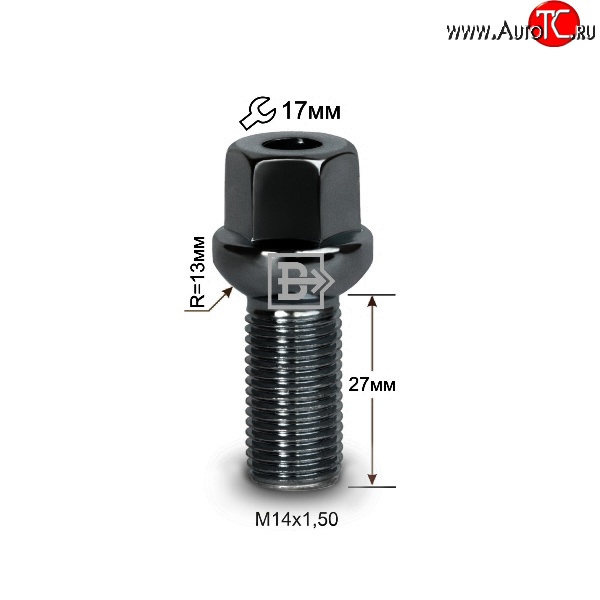 123 р. Колёсный болт длиной 27 мм Вектор M14 1.5 27 под гаечный ключ Mercedes-Benz CL class W216 (2007-2010)