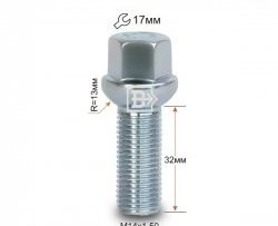 Колёсный болт длиной 32 мм Вектор M14 1.5 32 под гаечный ключ Mini Cooper (2006-2014) 