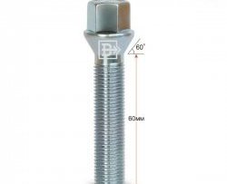 178 р. Колёсный болт длиной 60 мм Вектор M14 1.5 60 под гаечный ключ    с доставкой в г. Новочеркасск. Увеличить фотографию 1