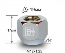 Колёсная гайка Вектор M12 1.25 Acura TSX CU2 седан (2008-2014) 