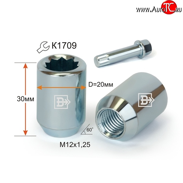 86 р. Колёсная гайка Вектор M12 1.25 FAW Besturn X80 дорестайлинг (2014-2019)