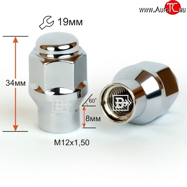 96 р. Колёсная гайка Вектор M12 1.5    с доставкой в г. Новочеркасск