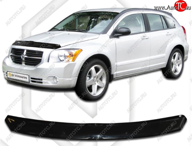 1 839 р. Дефлектор капота CA-Plastic  Dodge Caliber (2006-2012) (Classic черный, Без надписи)  с доставкой в г. Новочеркасск