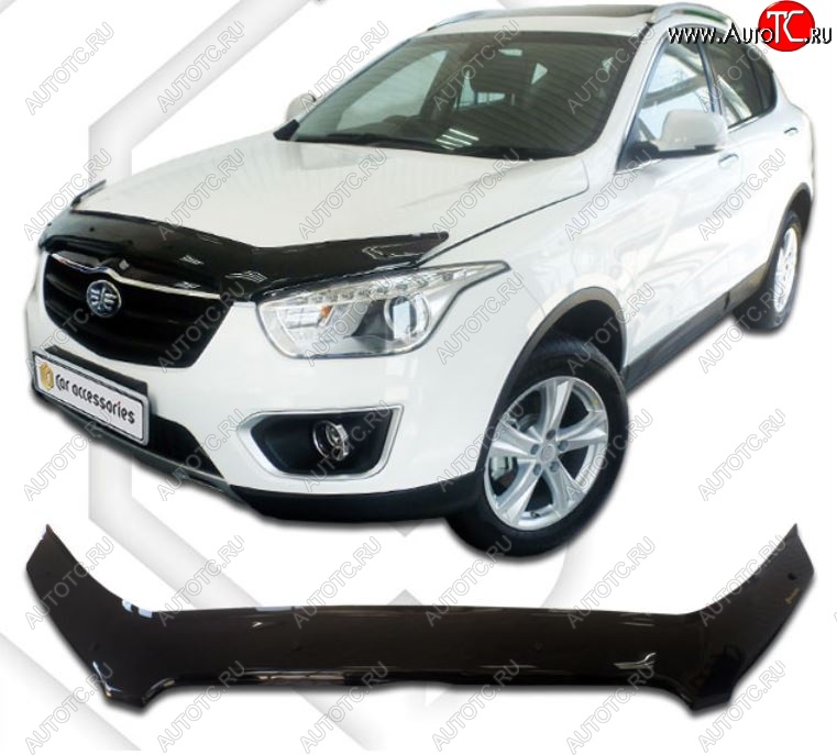 2 299 р. Дефлектор капота CA-Plastiс  FAW Besturn X80 (2014-2019) дорестайлинг (Classic черный, Без надписи)  с доставкой в г. Новочеркасск