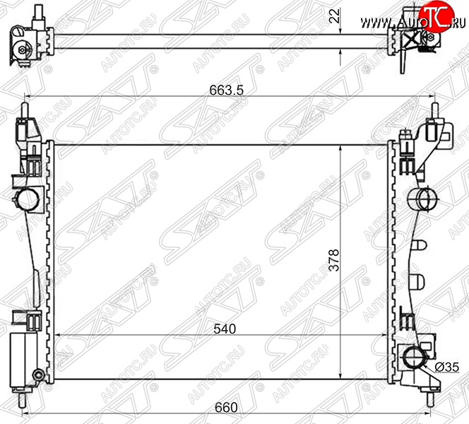 5 099 р. Радиатор двигателя SAT (пластинчатый, 1.0/1.2/1.4/1.6, МКПП/АКПП) Opel Corsa D дорестайлинг, хэтчбэк 3 дв. (2006-2010)  с доставкой в г. Новочеркасск