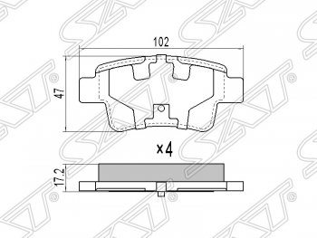 689 р. Колодки тормозные SAT (задние) Fiat Grande Punto (2005-2012)  с доставкой в г. Новочеркасск. Увеличить фотографию 1