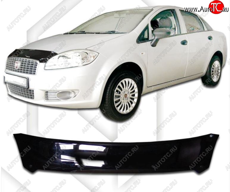 1 999 р. Дефлектор капота CA-Plastic  Fiat Linea (2007-2016) (Classic черный, Без надписи)  с доставкой в г. Новочеркасск